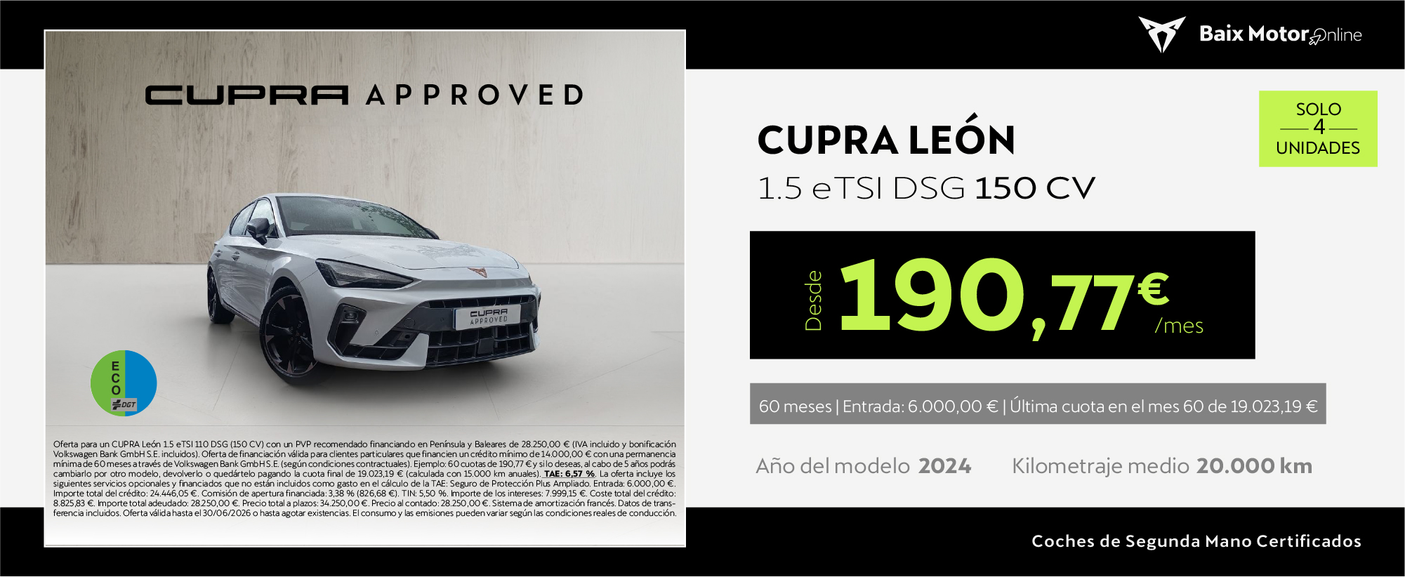 ¡OCASIÓN! Cupra León eTSI 150 CV por sólo 190€/mes*
